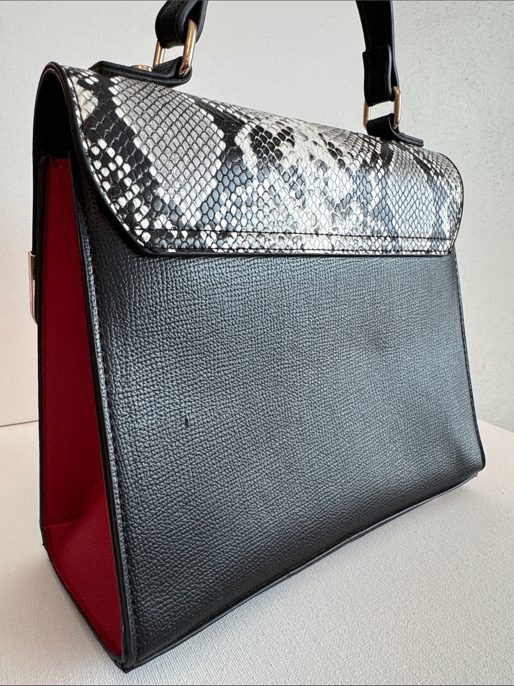 Dune London Snakeskin Embossed Top Handle Satchel - Picture 7 of 14